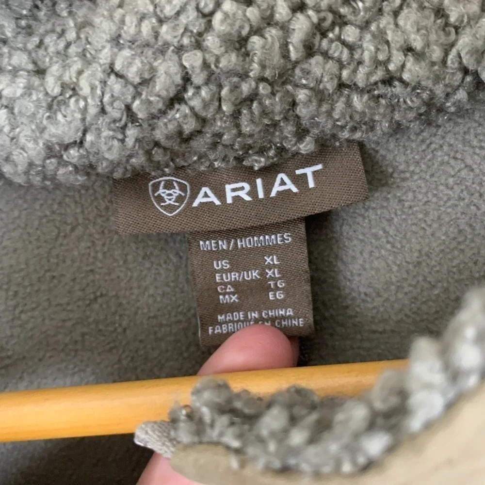 Ariat Sherpa Fleece Jacket‎ Mens XL Tan Full Zip Western Ranch Outdoor